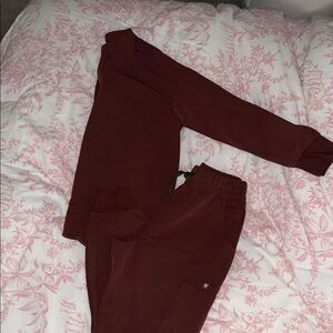 Burgundy Long Sleeve Top and Jogger Set